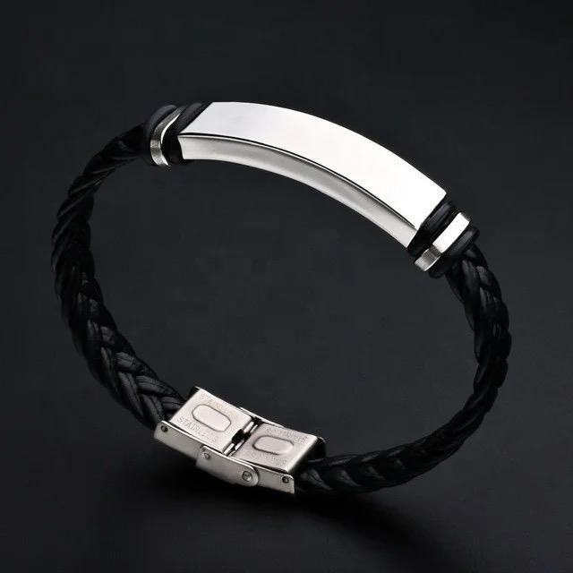 Hand Woven Leather Cuff Bracelet(Black)