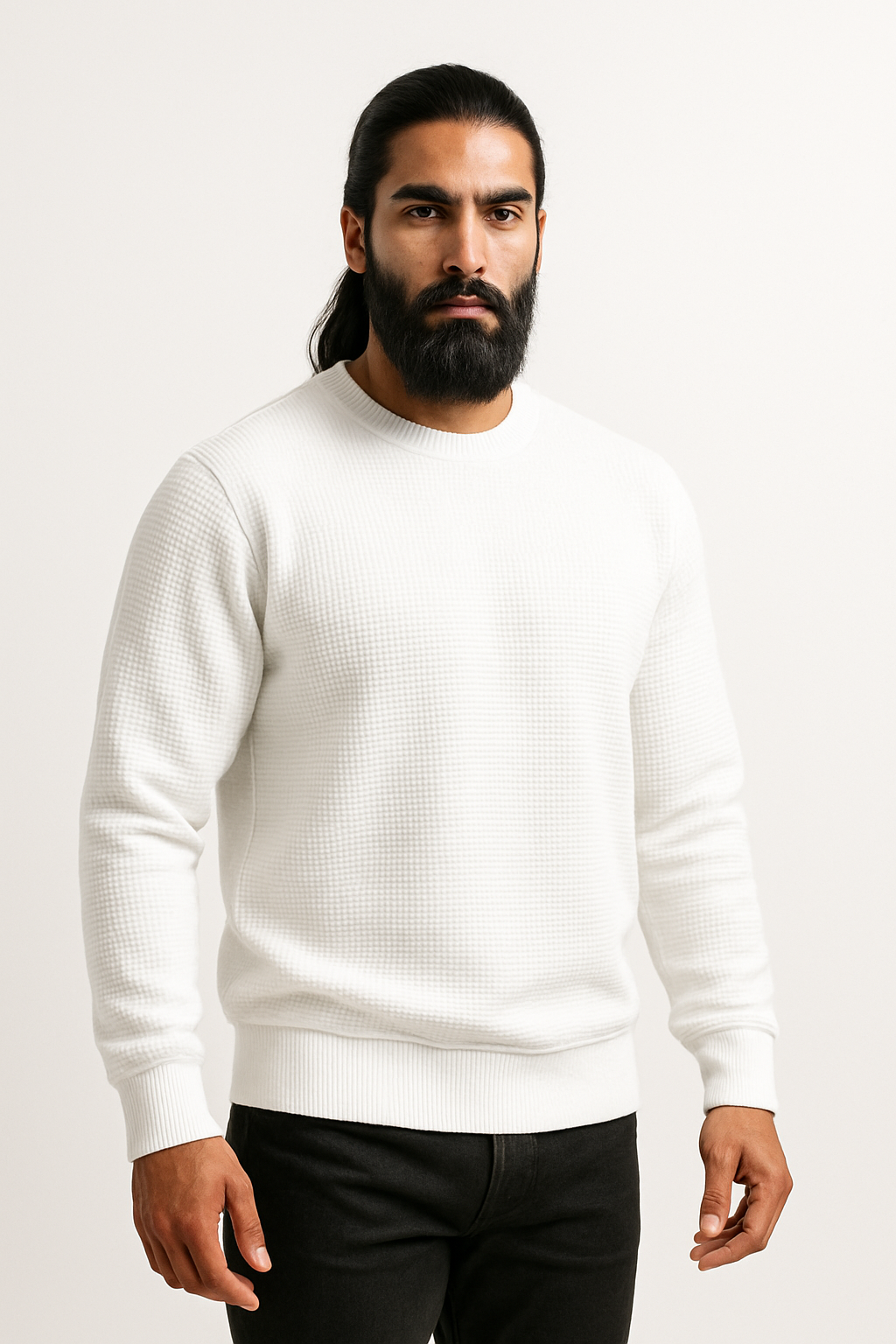 Pack of 2 Charcoal & White Waffle-Knitted Sweatshirts