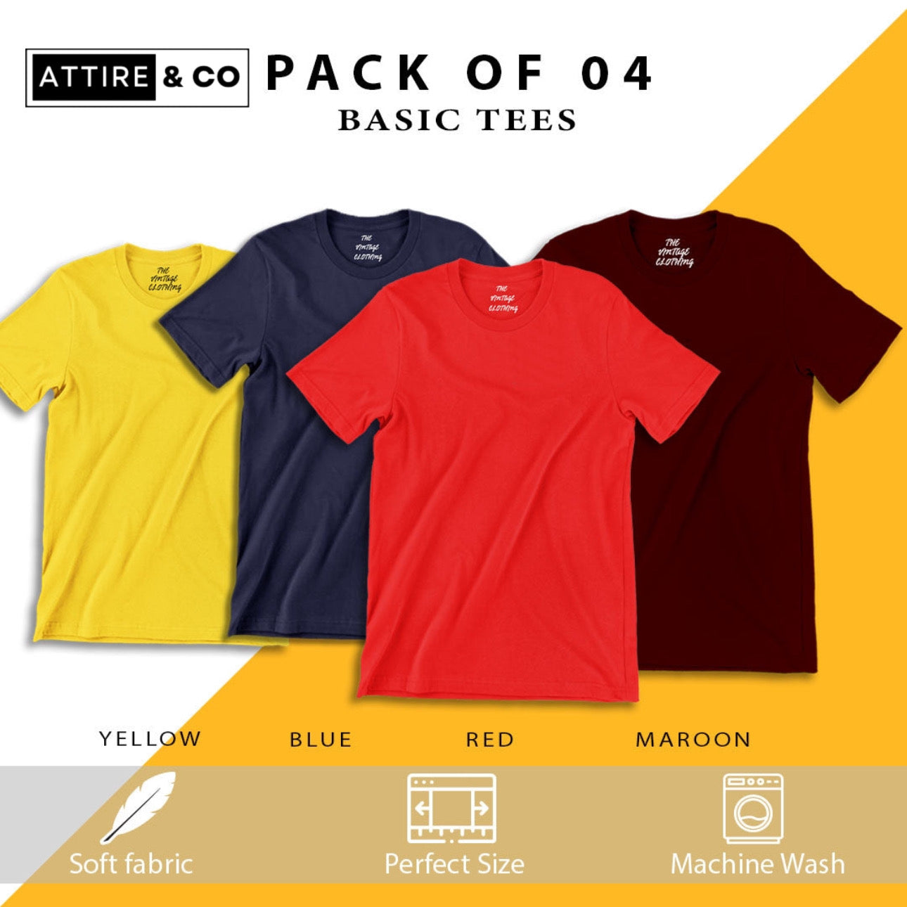 Pack of 4 plain Half sleeves T-Shirt