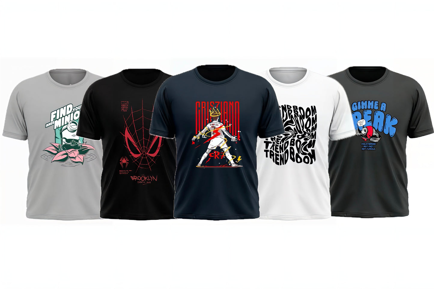 Pack of 5 Printed T-Shirt