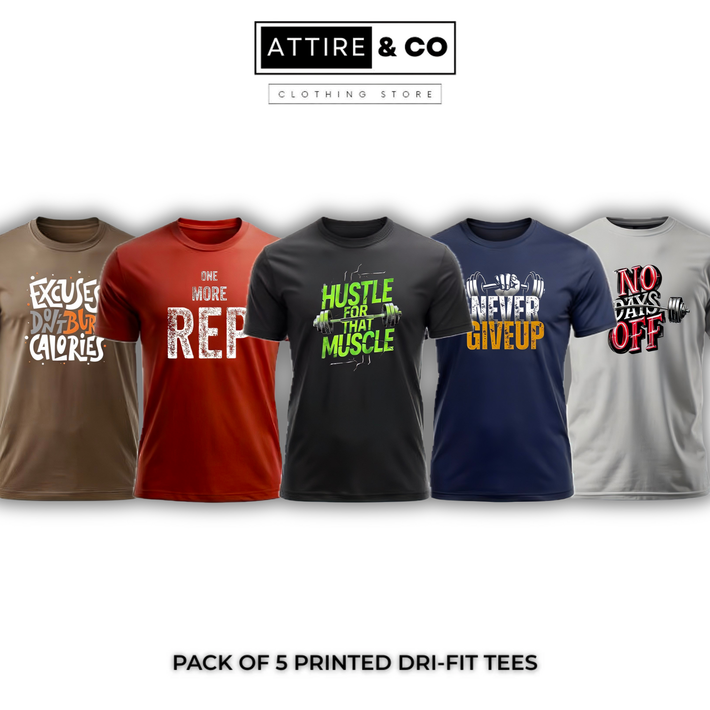 Pack of 5 Printed Dri-Fit Tees