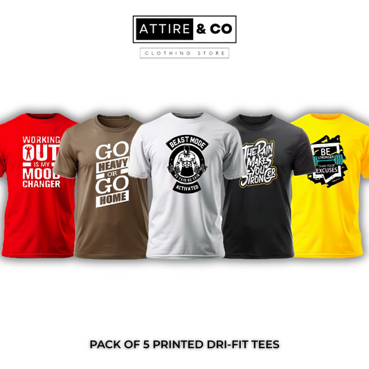 Pack of 5 Printed Dri-Fit Tees