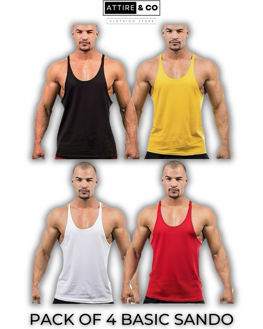 Pack of 4 Basic Gym Sando Tanks
