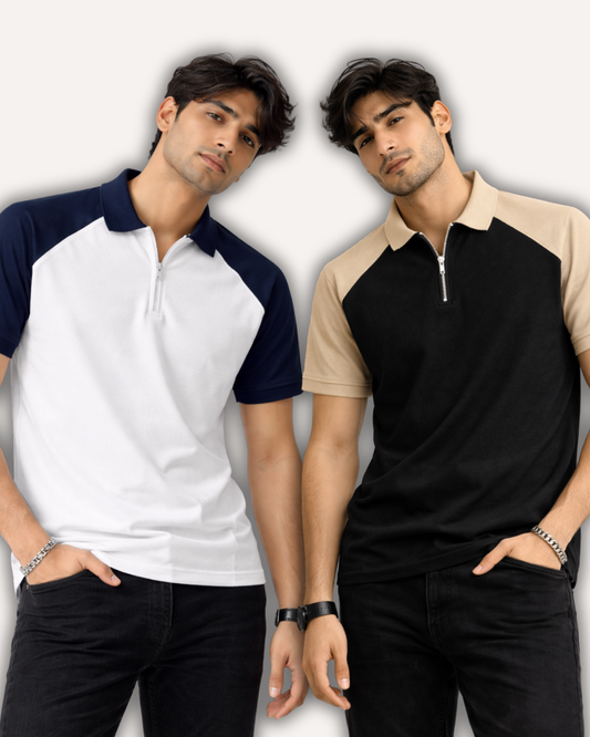 Pack of 2 Raglan Zipper Polos