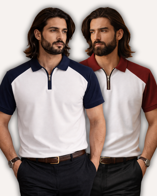 Pack of 2 Raglan Zipper Polos