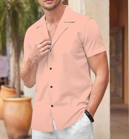 Pink Premium Boski Linen Casual Shirts For Mens