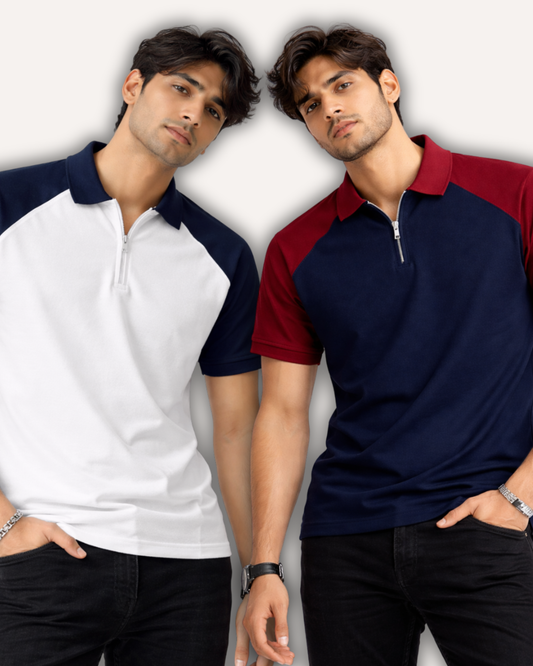Pack of 2 Raglan Zipper Polos