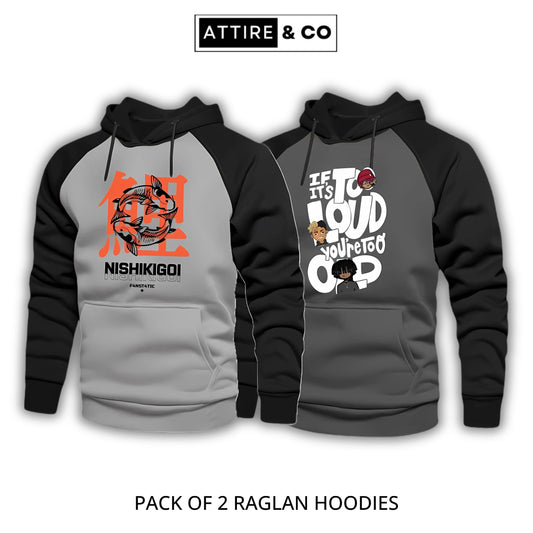 Pack Of 2 Digital Printed Raglan Hoodies