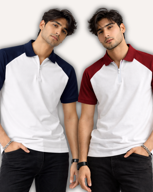 Pack of 2 Raglan Zipper Polos