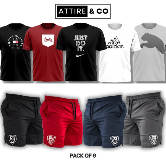 Pack of 9 Deal (5 Printed Tshirts & 4 Shorts)