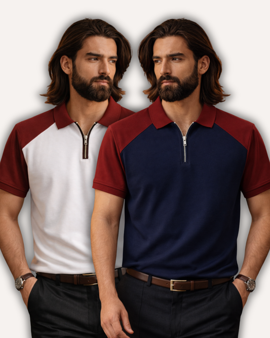 Pack of 2 Raglan Zipper Polos