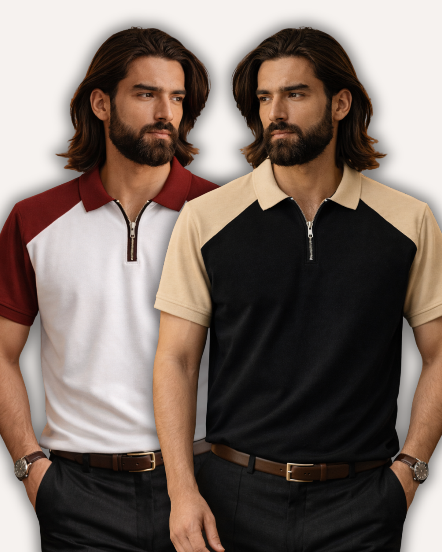 Pack of 2 Raglan Zipper Polos