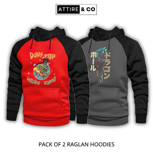 Pack Of 2 Digital Printed Raglan Hoodies