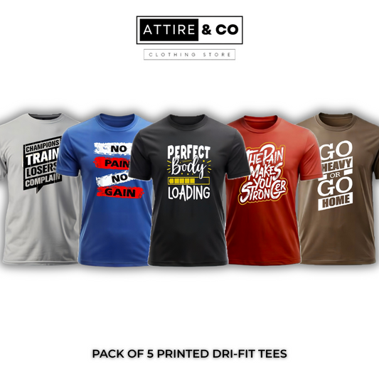Pack of 5 Printed Dri-Fit Tees