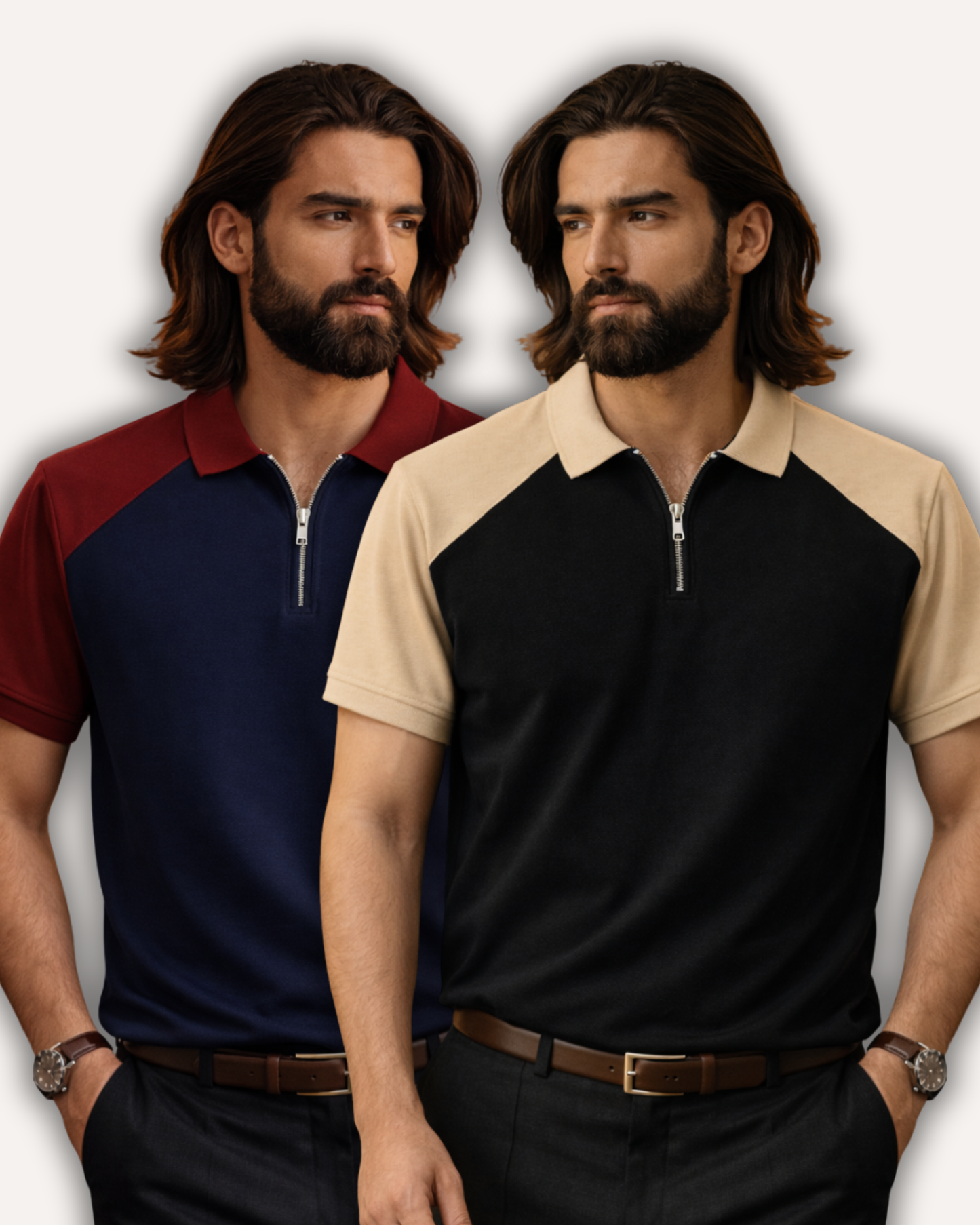 Pack of 2 Raglan Zipper Polos