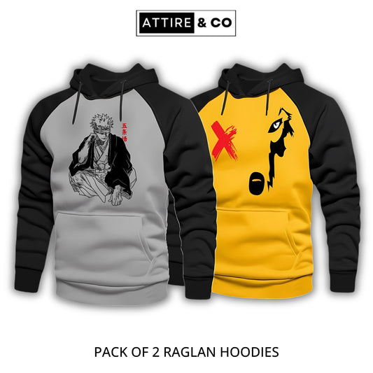 Pack Of 2 Digital Printed Raglan Hoodies