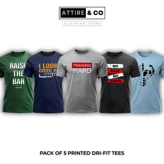 Pack of 5 Printed Dri-Fit Tees