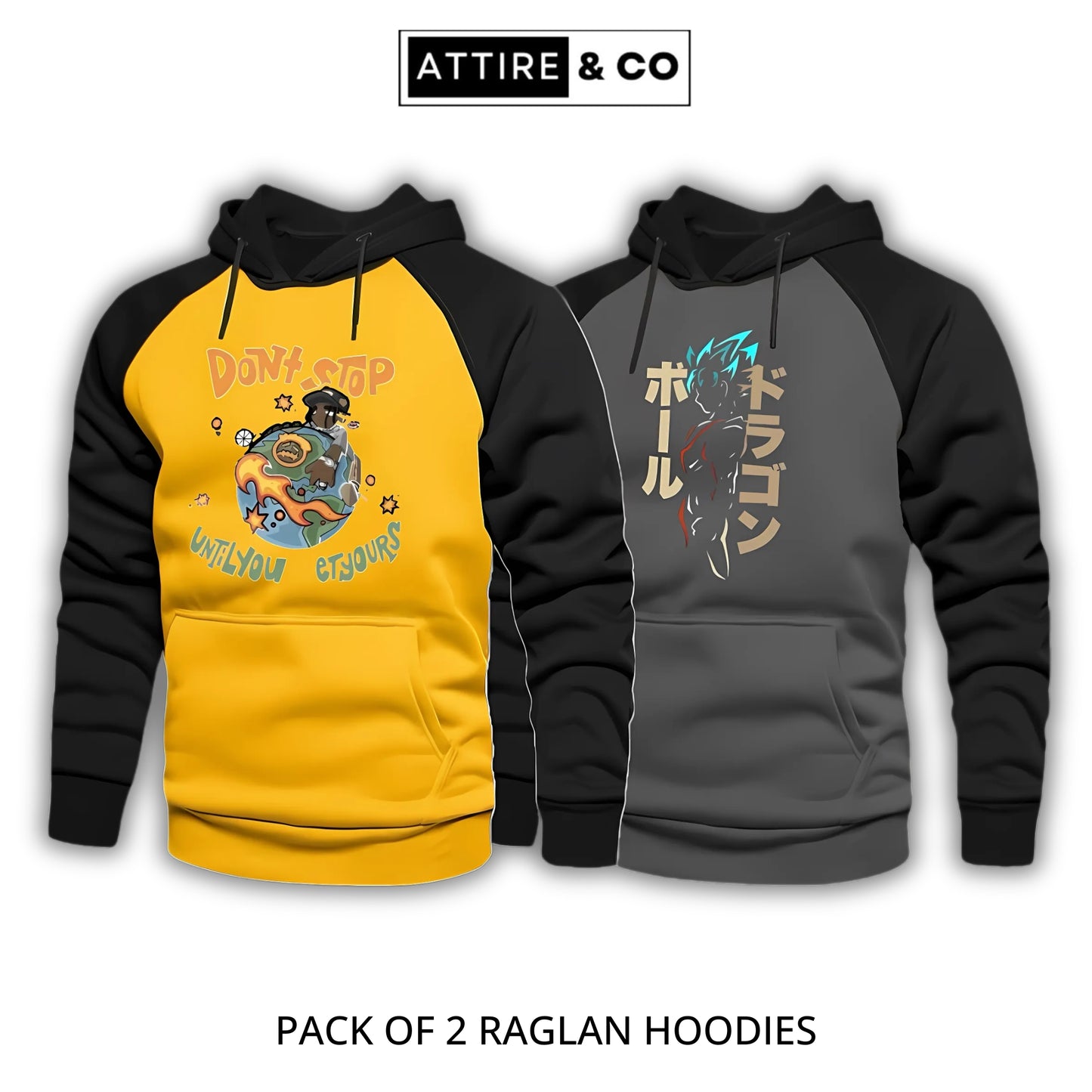 Pack Of 2 Digital Printed Raglan Hoodies