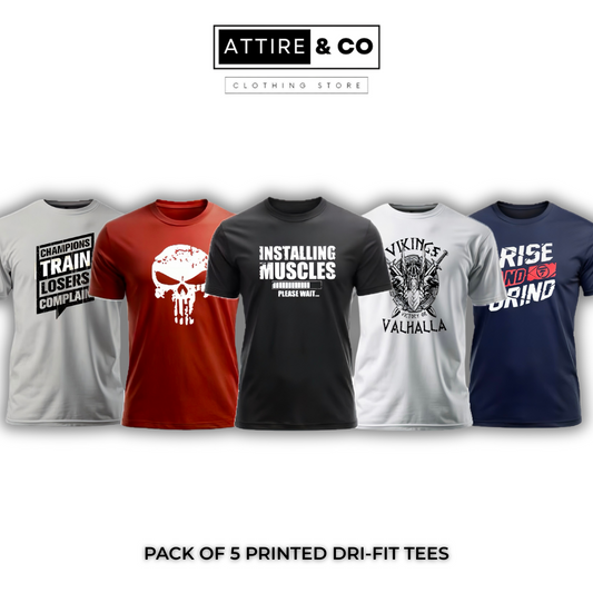 Pack of 5 Printed Dri-Fit Tees