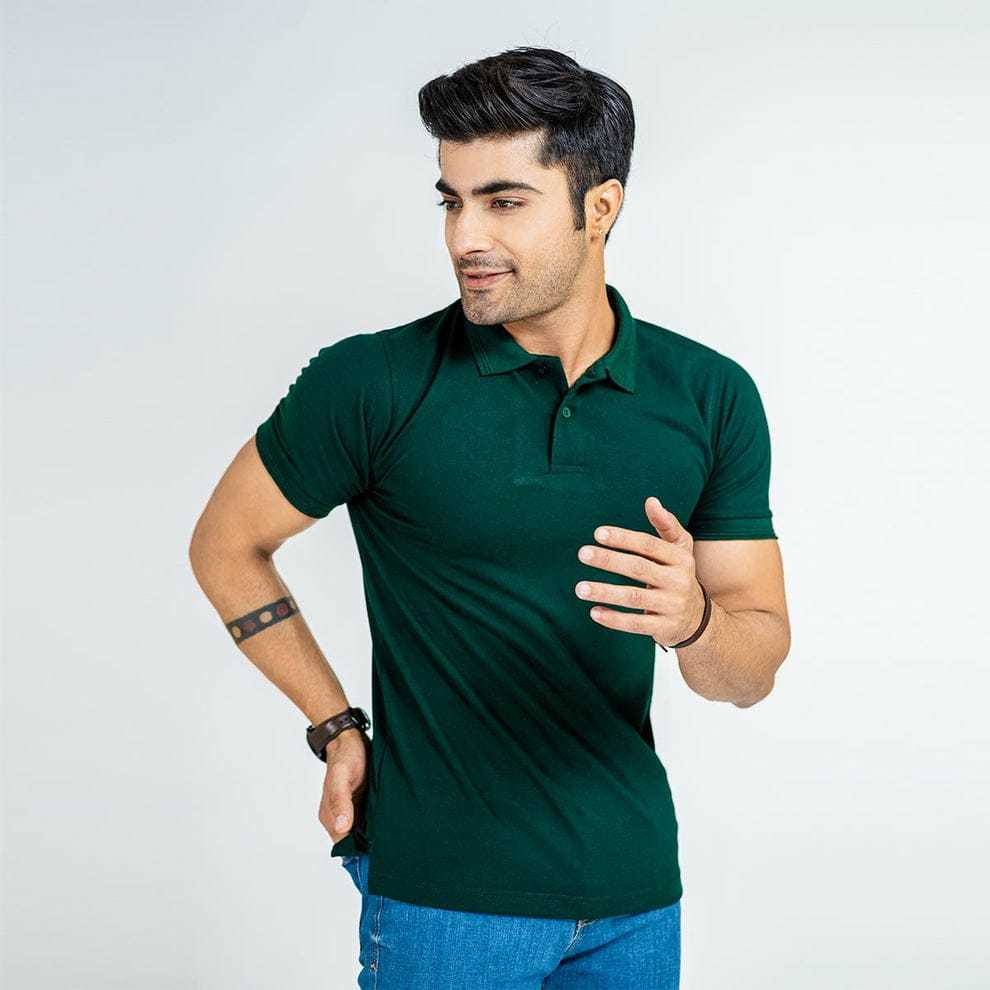 Dark Green Premium Polo T Shirts For Mens