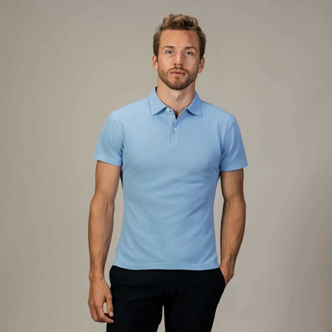 Sky Blue Premium Polo T Shirts For Mens