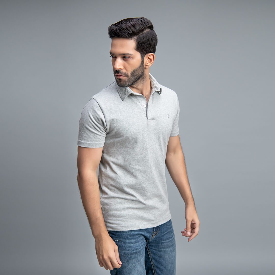 Grey Premium Polo T Shirts For Mens