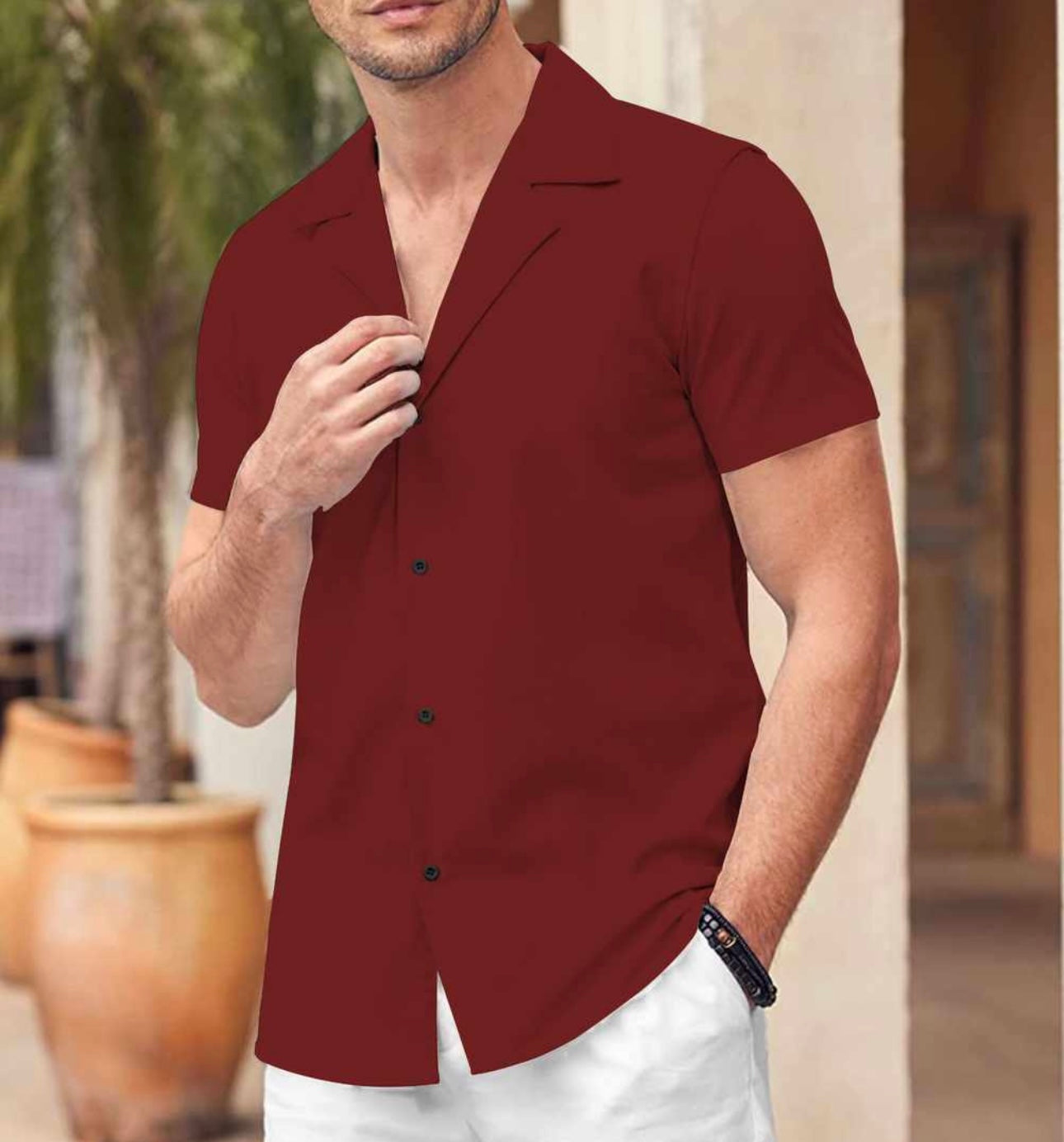 Maroon Premium Boski Linen Casual Shirts For Mens