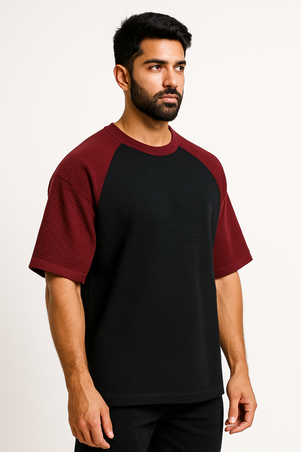 Pack of 2 - Oversized Raglan Waffle Knit T-Shirt