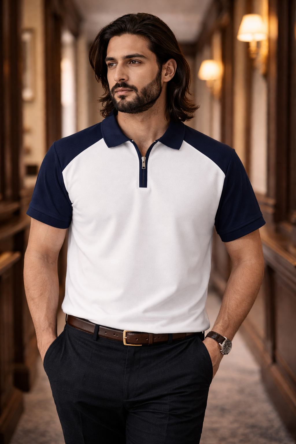 Men’s Raglan Zipper Polo