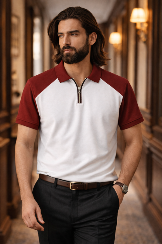 Men’s Raglan Zipper Polo