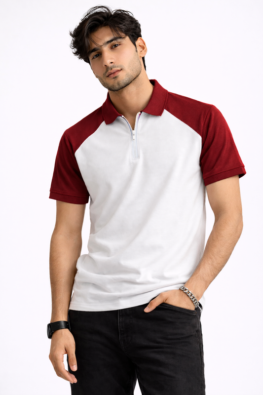 Men’s Raglan Zipper Polo