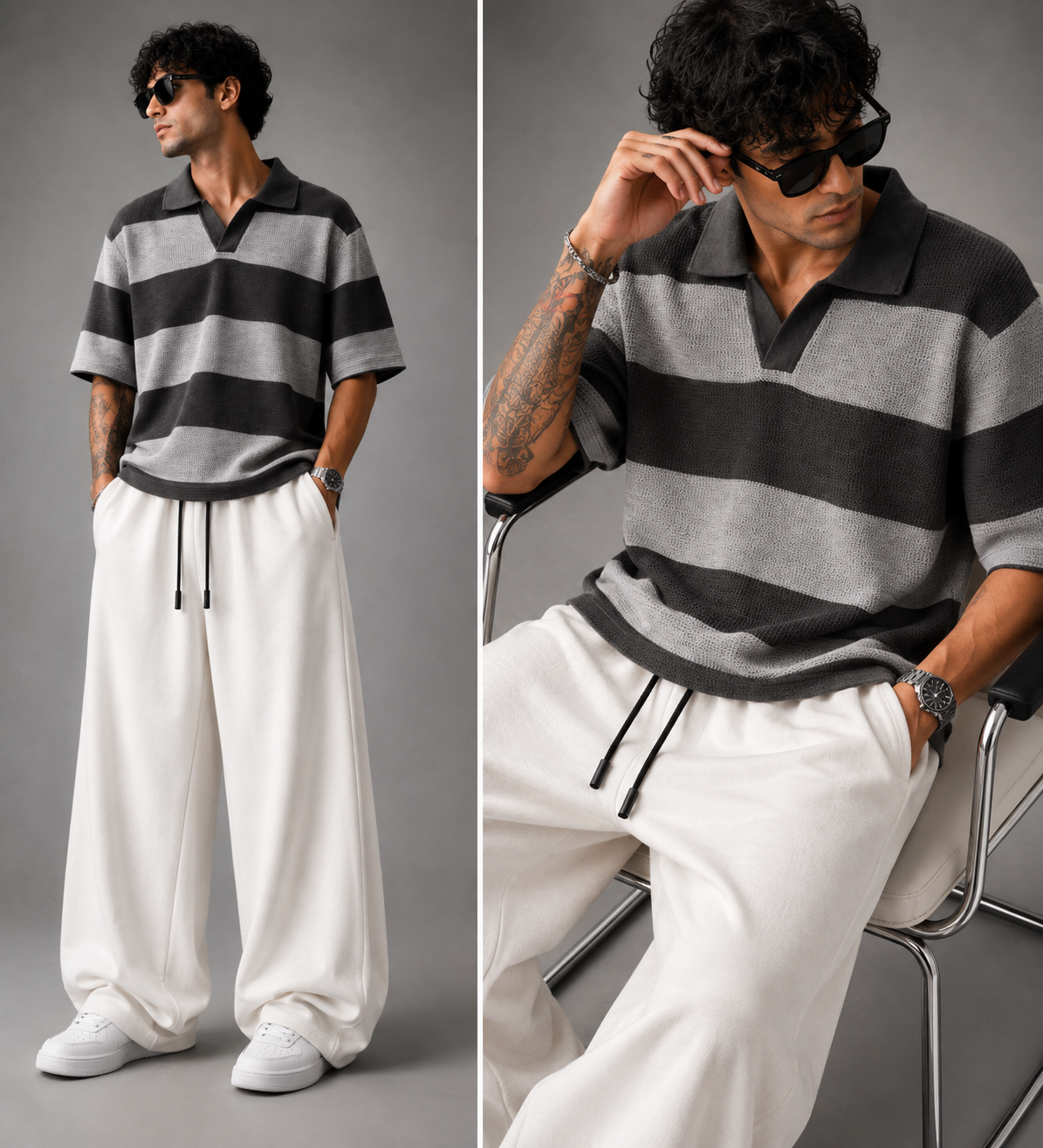 Textured Polo & Baggy Trouser Co-Ord Set