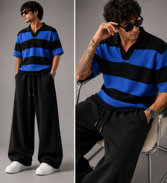 Textured Polo & Baggy Trouser Co-Ord Set