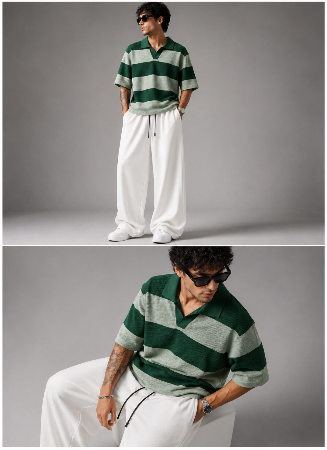 Textured Polo & Baggy Trouser Co-Ord Set