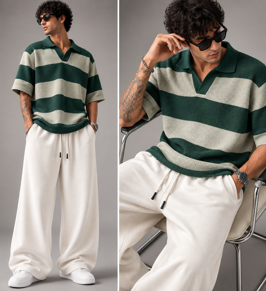 Textured Polo & Baggy Trouser Co-Ord Set