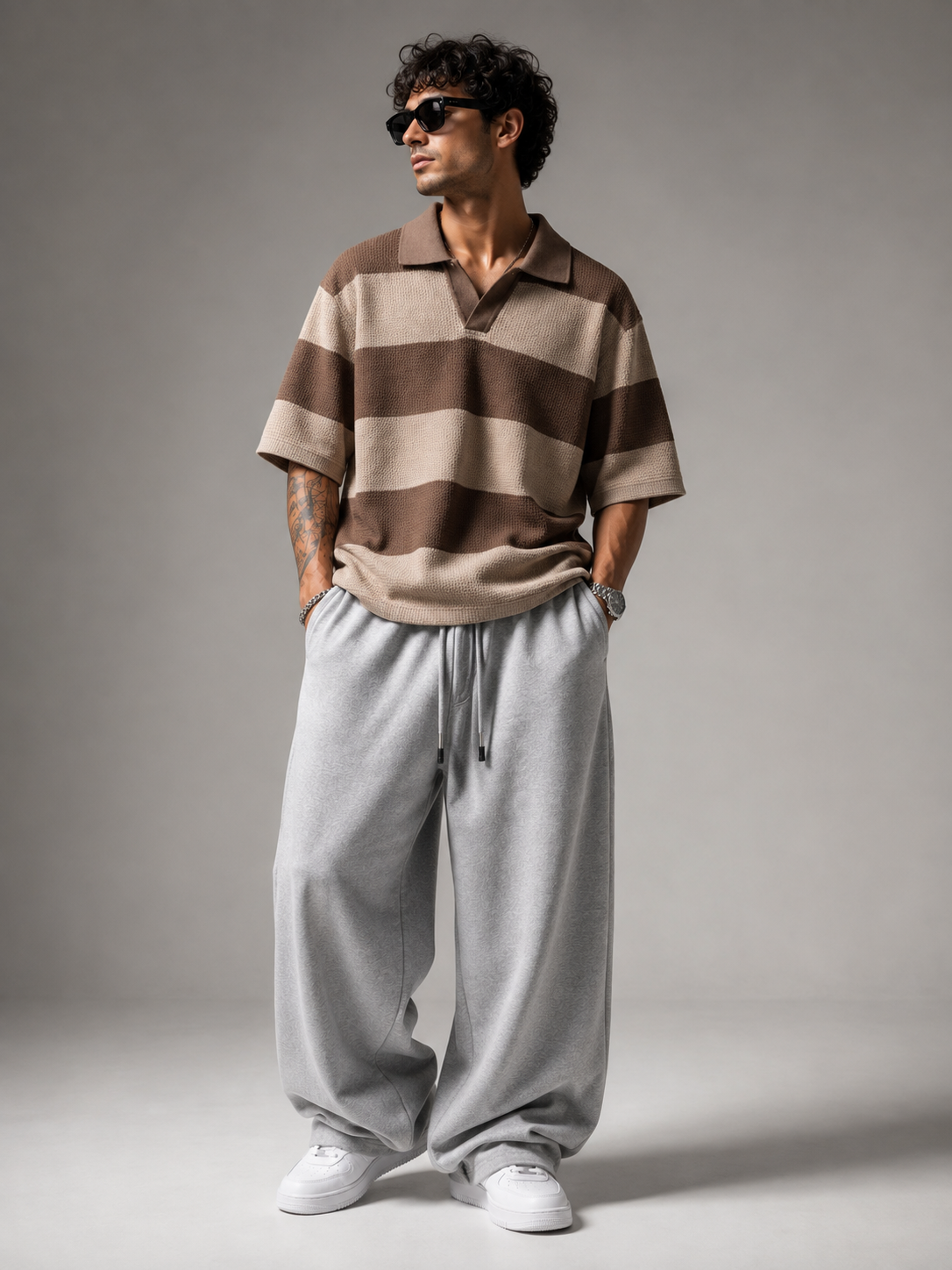 Textured Polo & Baggy Trouser Co-Ord Set