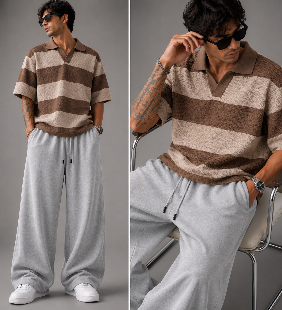 Textured Polo & Baggy Trouser Co-Ord Set
