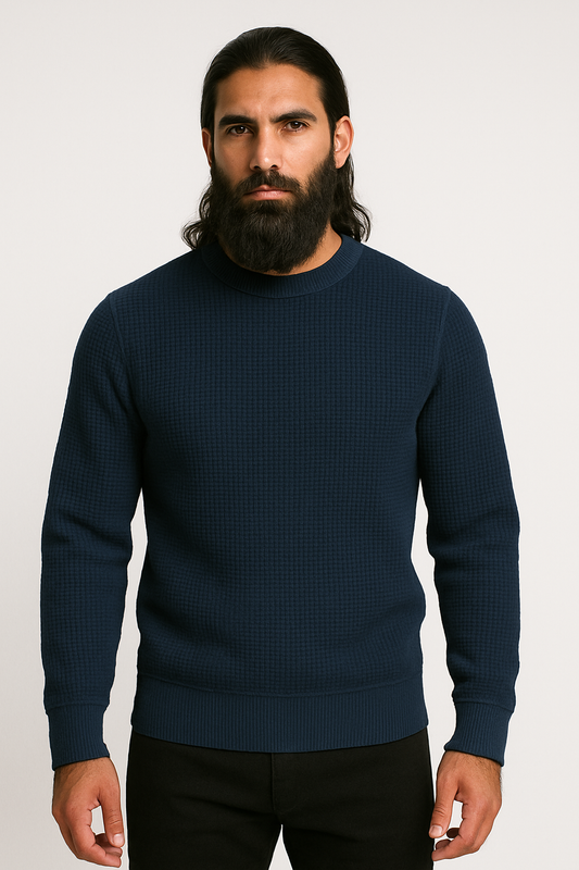 Pack of 2 Blue & White Waffle-Knitted Sweatshirts