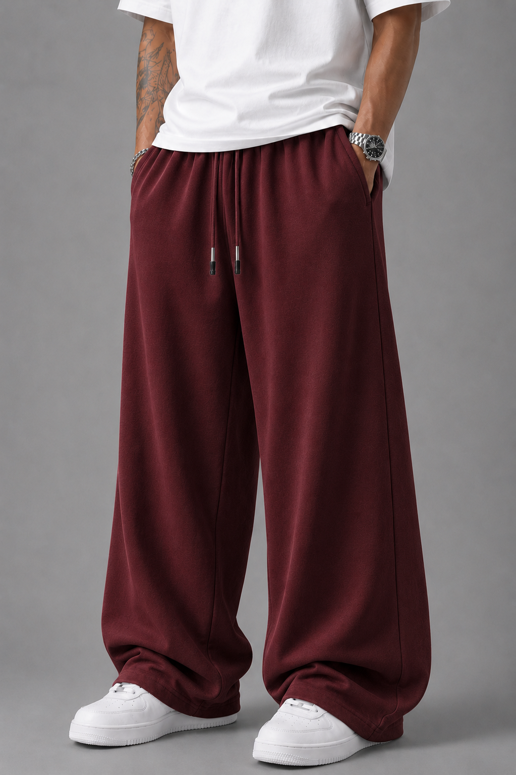 Maroon Oversized Baggy Trouser