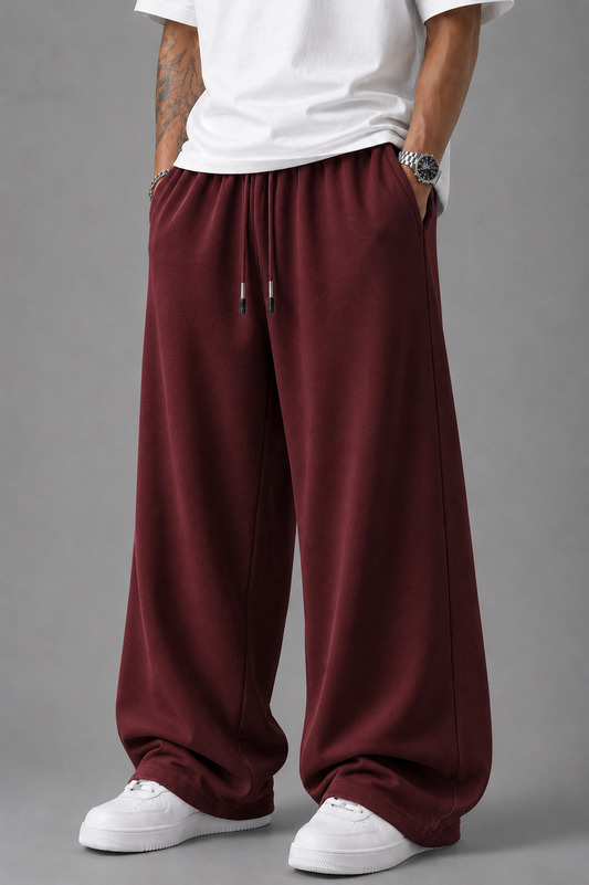 Maroon Oversized Baggy Trouser