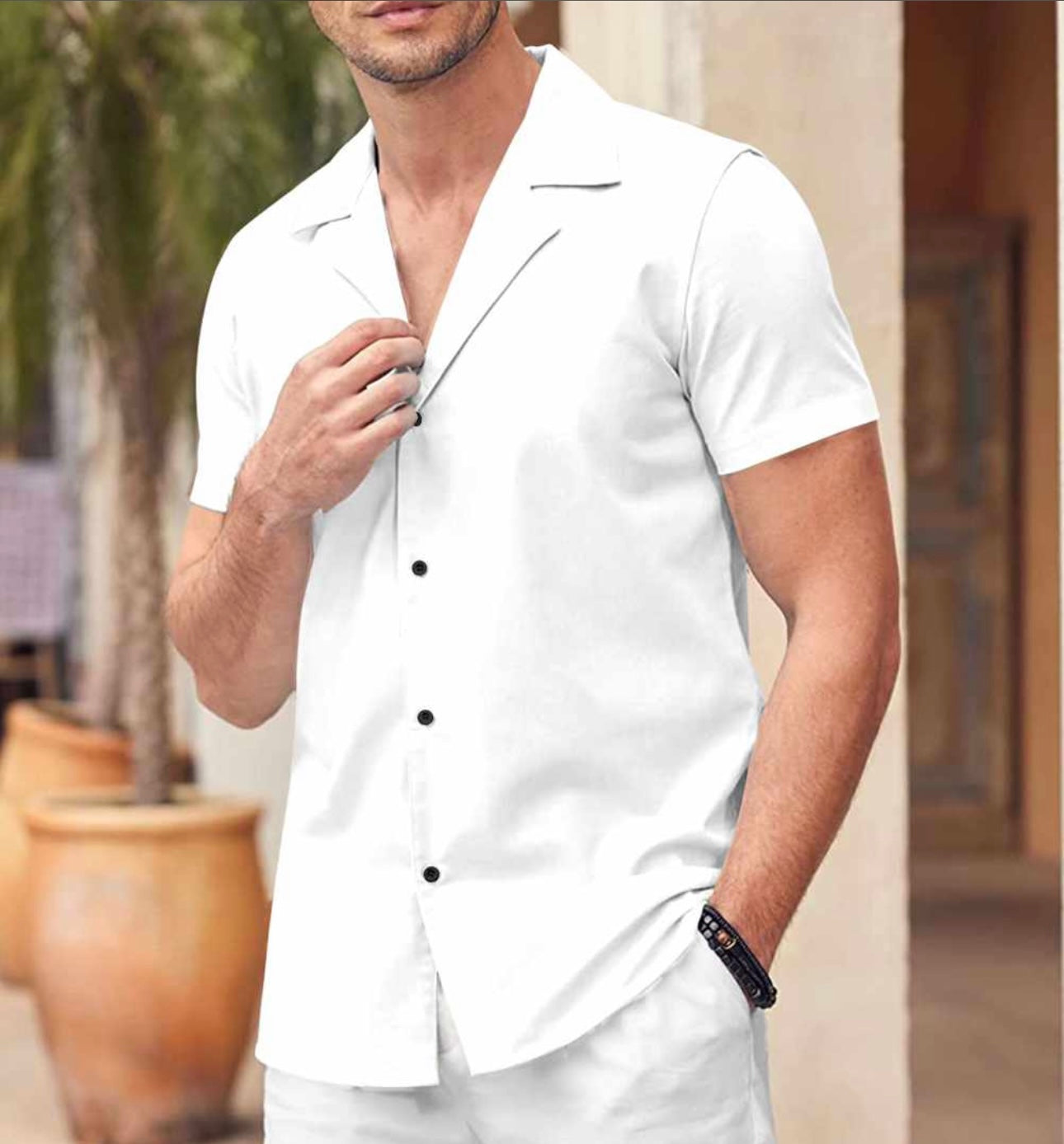 White Premium Boski Linen Casual Shirts For Mens