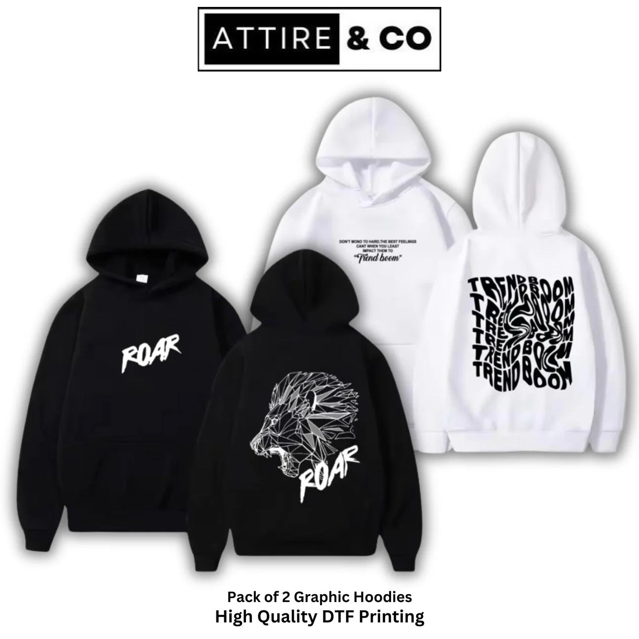 Pack Of 2 DTF Printed Hoodies