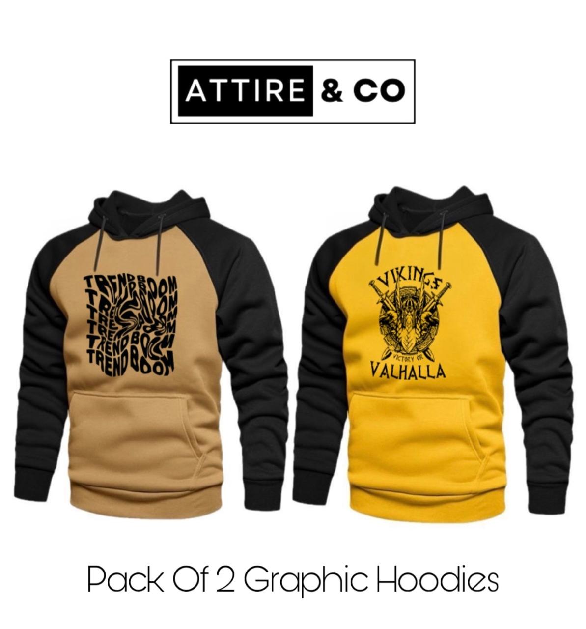 Pack Of 2 Digital Printed Raglan Hoodies