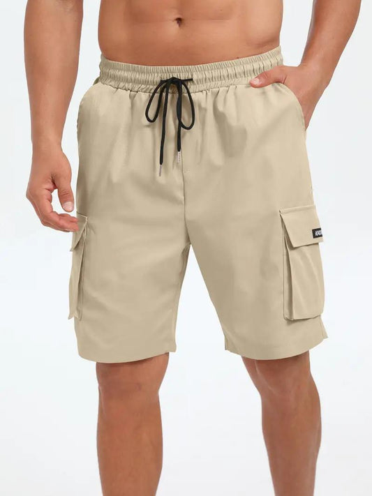 Plain Beige Cotton Shorts For Mens