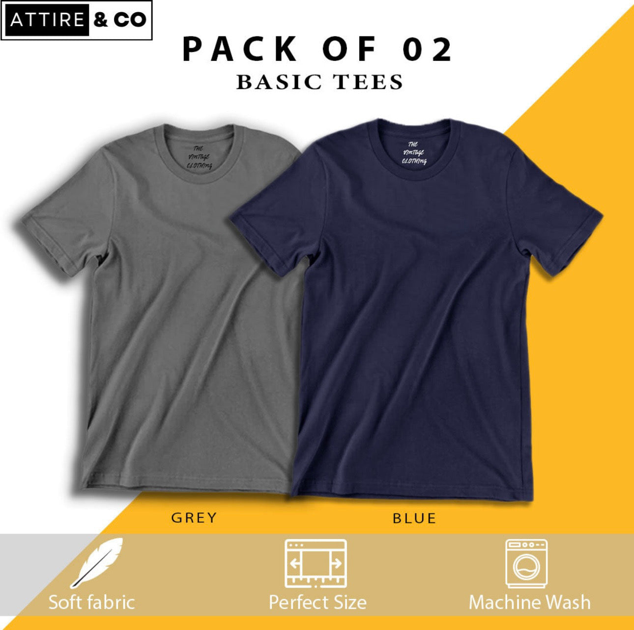 Pack of 2 plain Half sleeves T-Shirts