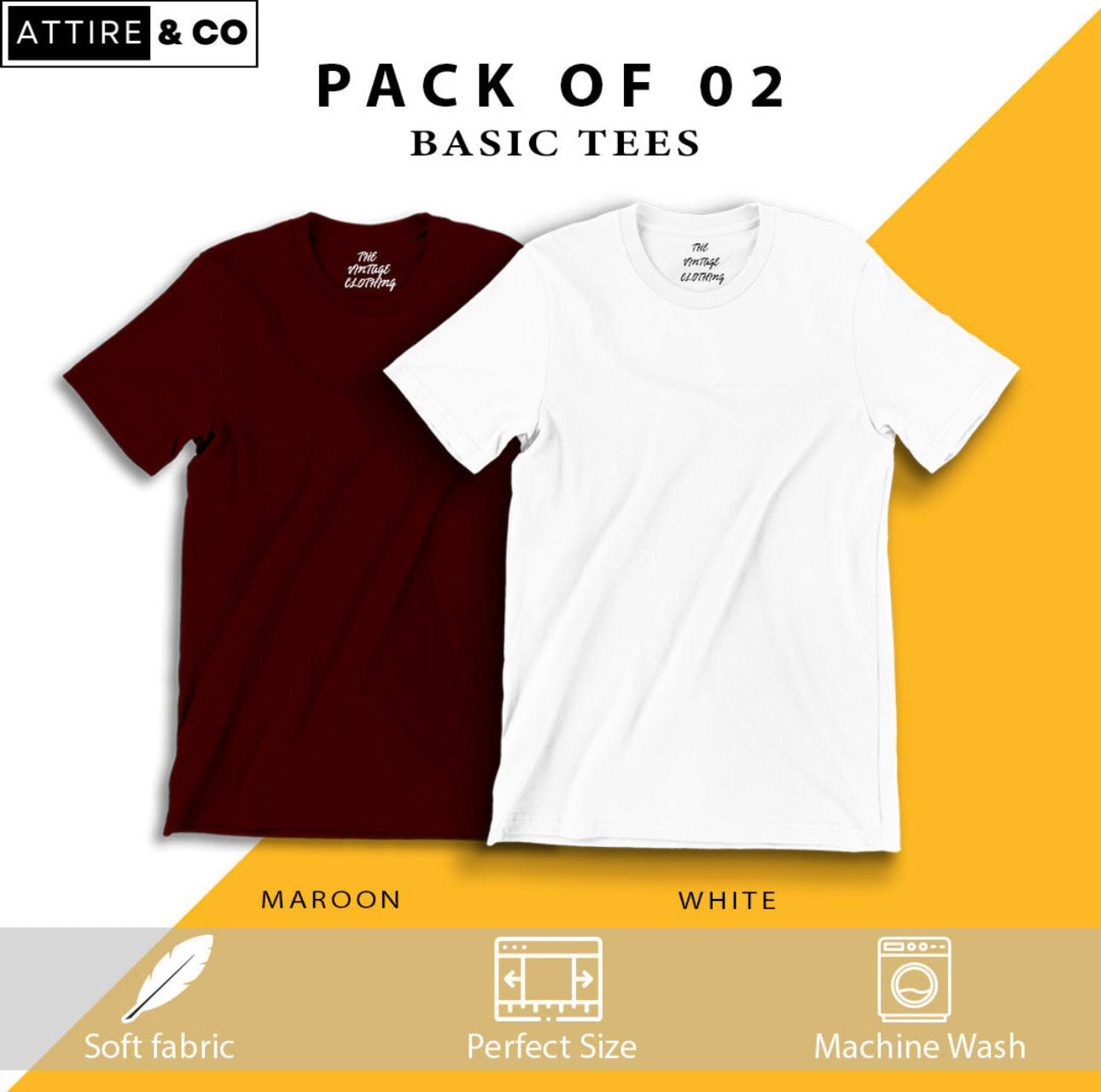 Pack of 2 plain Half sleeves T-Shirts