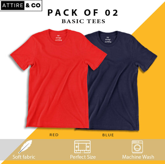 Pack of 2 plain Half sleeves T-Shirts