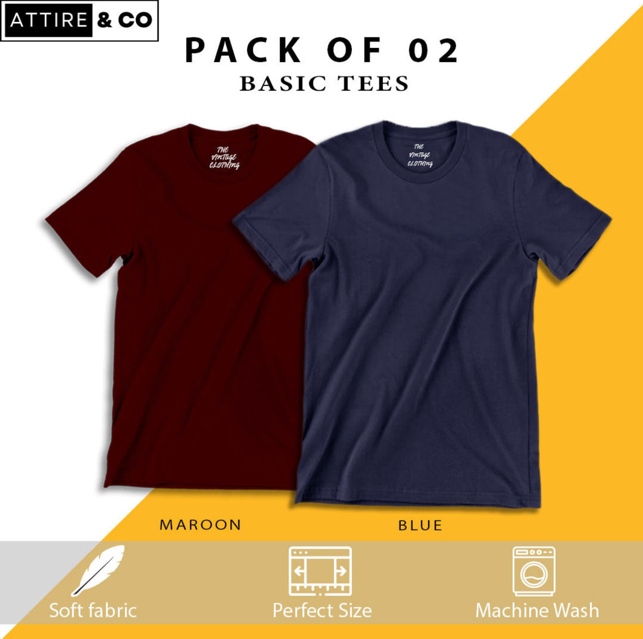 Pack of 2 plain Half sleeves T-Shirts