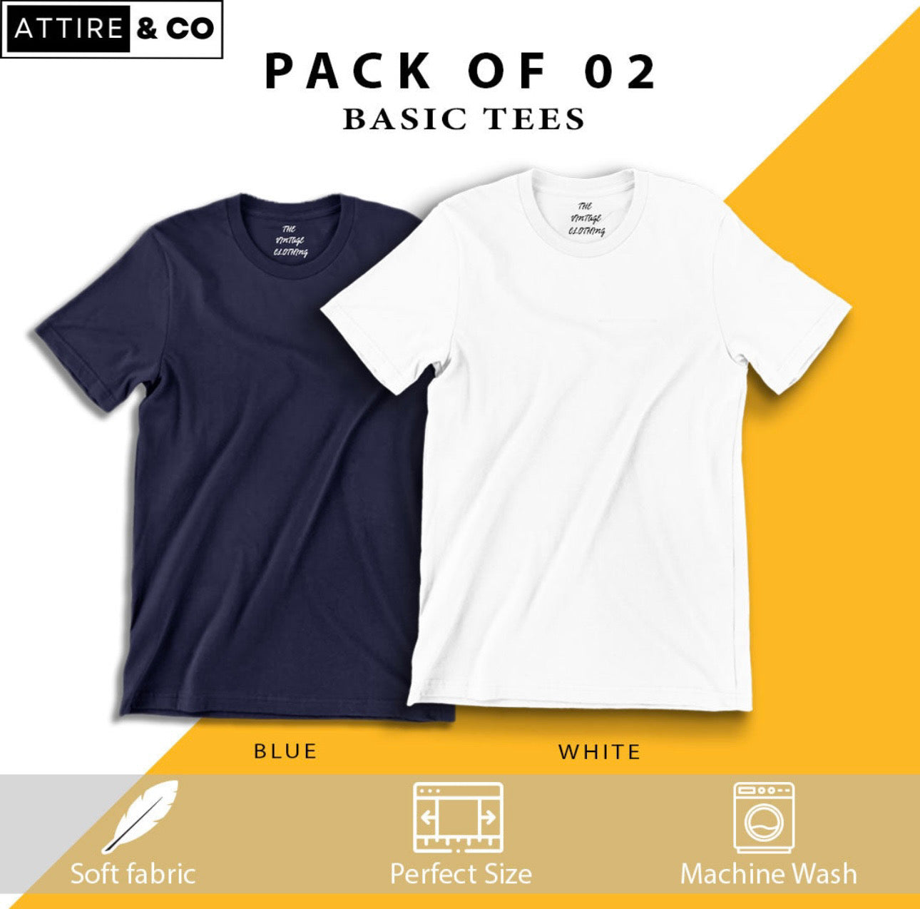 Pack of 2 plain Half sleeves T-Shirts