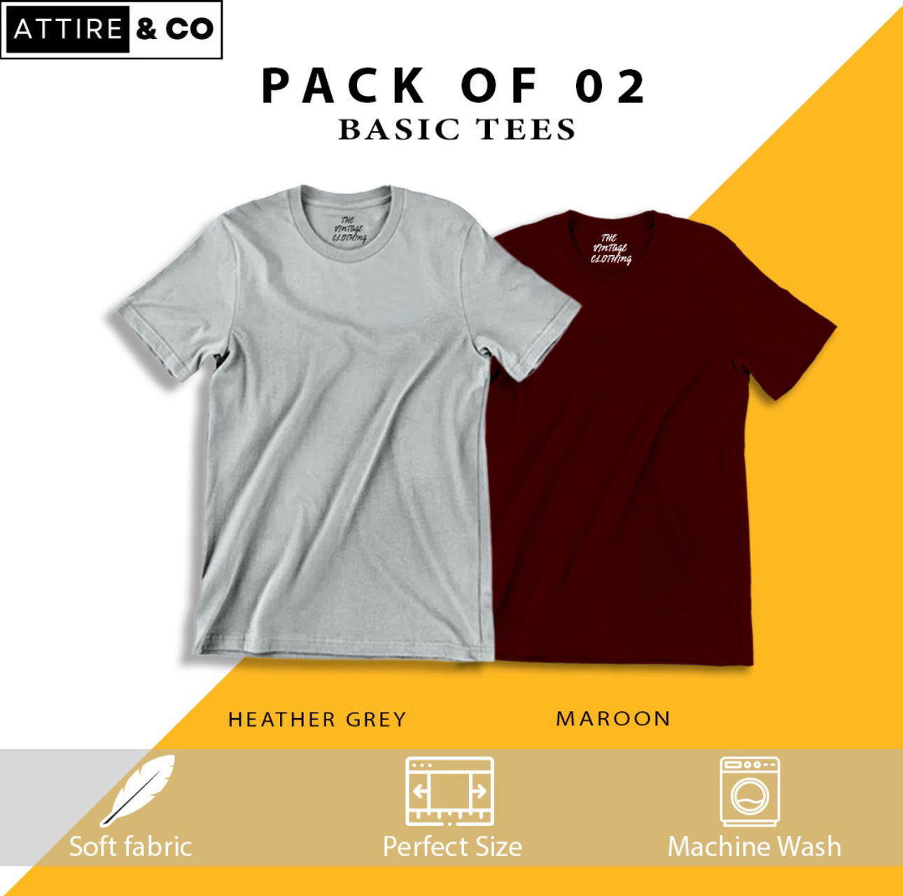 Pack of 2 plain Half sleeves T-Shirt